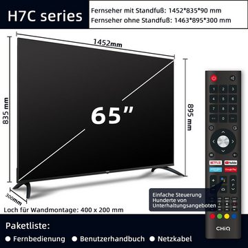 CHiQ U65H7C LED-Fernseher (164,00 cm/65 Zoll, 4K Ultra HD, Smart-TV, Android11, Google Assistant, Netflix, Dolby Vision, Triple tuner (DVB-T2/T/C/S2)