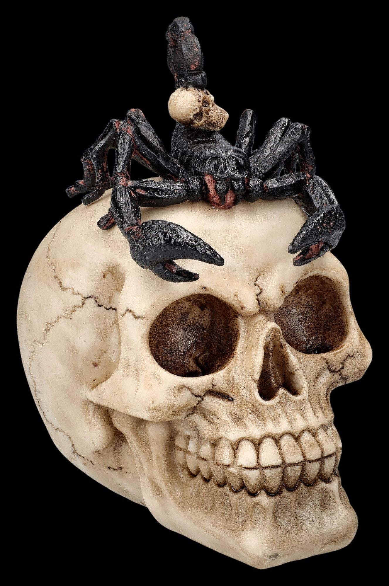 Figuren Shop GmbH Dekofigur Totenschädel Figur mit Skorpion Totenkopf Gothi günstig online kaufen
