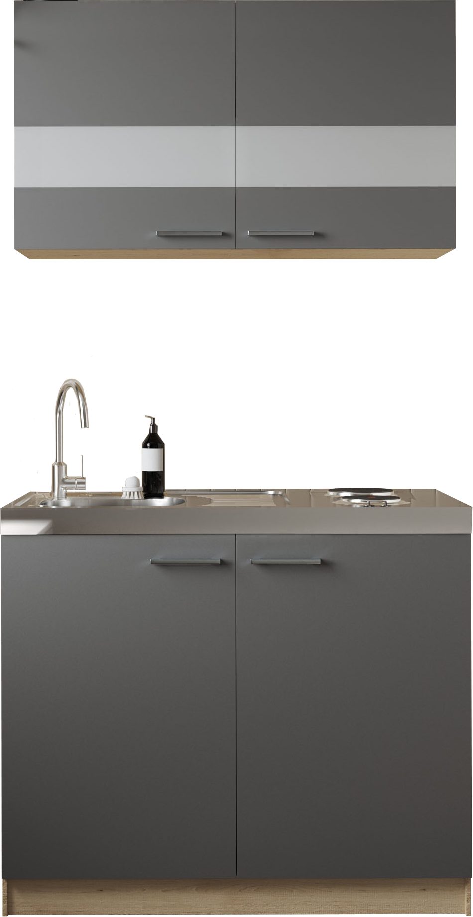 RESPEKTA Pantryküche Merle, Breite 100 cm, mit Soft-Close Funktion, Stangengriffe aus Metall