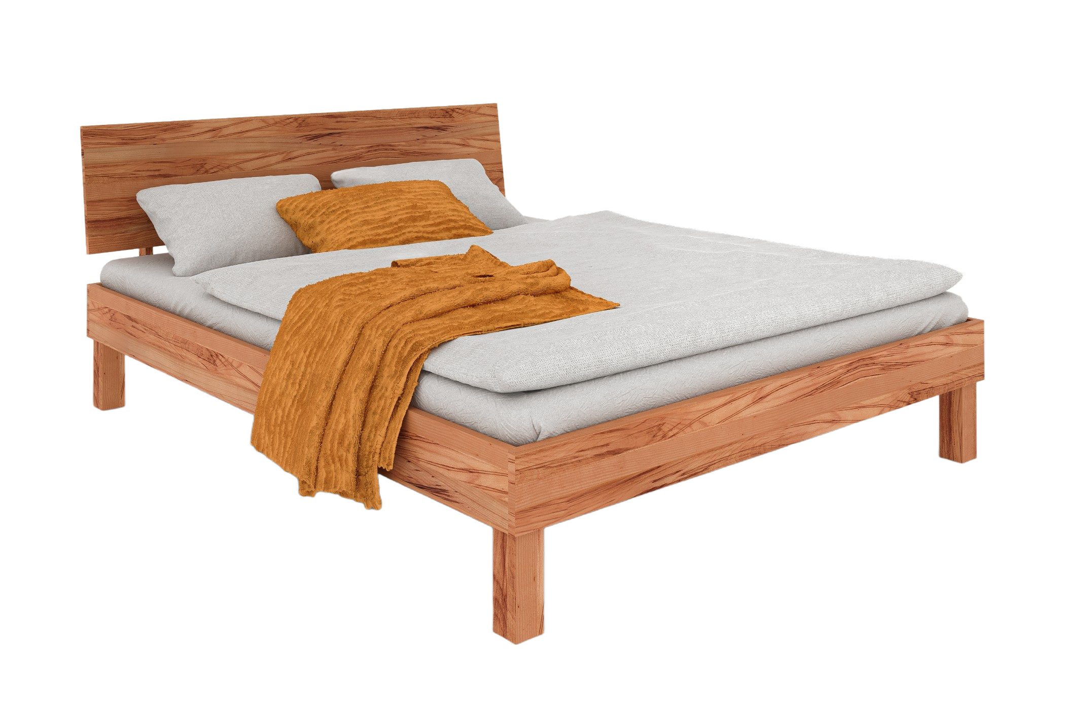 byoak Bett VIGO 180 x 220 aus Massivholz, mit Holzkopfteil, Naturgeölt