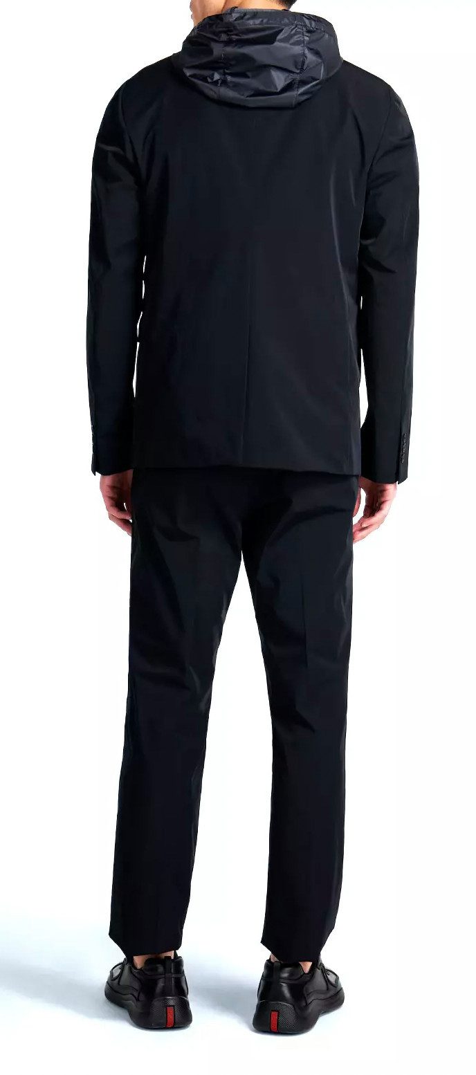 PRADA Anzug Schmaler Sakko Hose Set Tecno Popline Brusttasche mit markanter Klappen-Optik