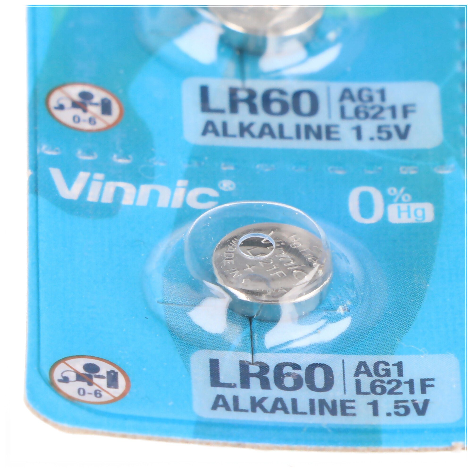 Knopfzelle G1, Alkaline-Einweg-Batterie Type AG1, LR60, L621, Stück VINNIC 10 AG1 6,8x6