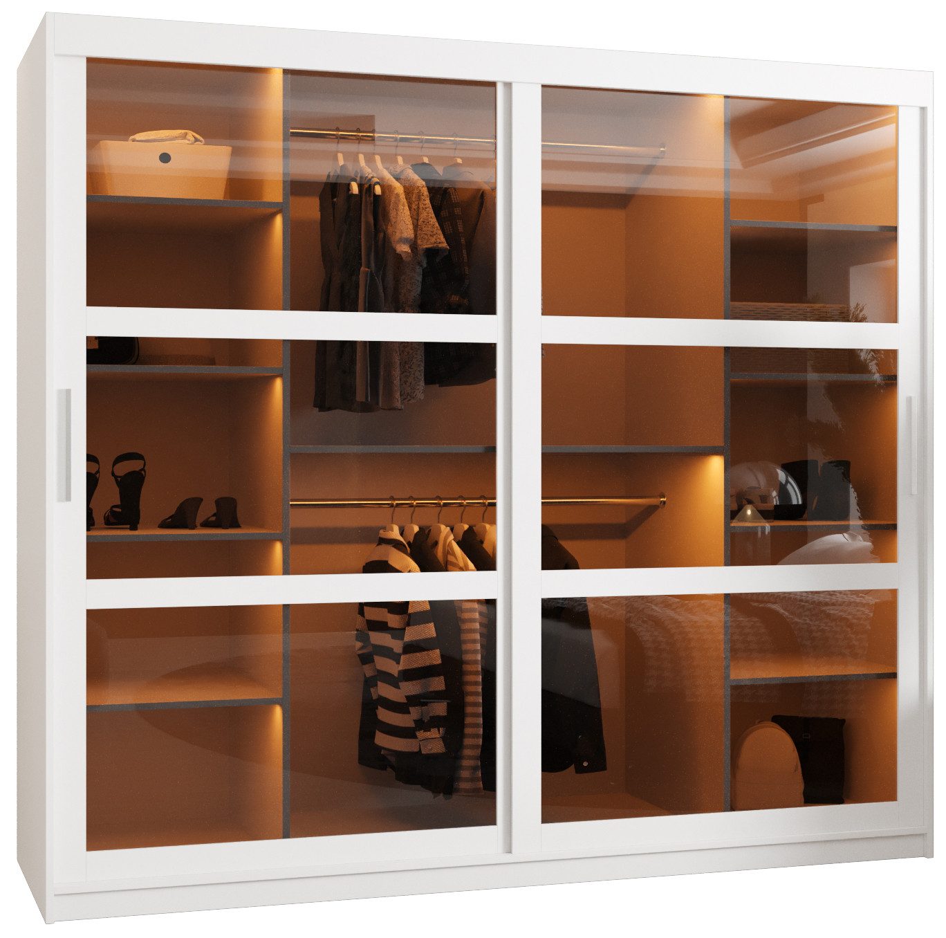 ABIKS MÖBEL Schwebetürenschrank DOME Schlafzimmerschrank - mit Schiebetüren, Kleiderstange, Regalen