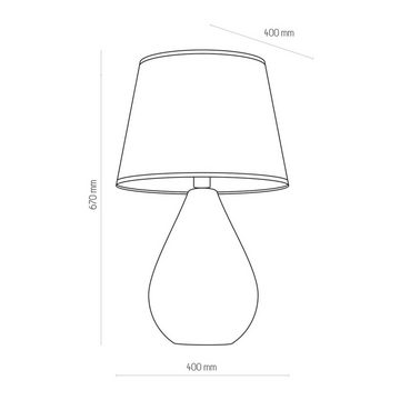 Licht-Erlebnisse Tischleuchte RIKA, ohne Leuchtmittel, Weiß Silber 66 cm hoch E27 Stoff Glas Nachttisch Schlafzimmer