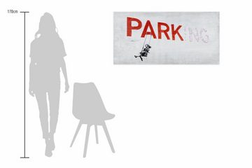 KUNSTLOFT Gemälde Banksy's Swinging Girl 120x60 cm, Leinwandbild 100% HANDGEMALT Wandbild Wohnzimmer