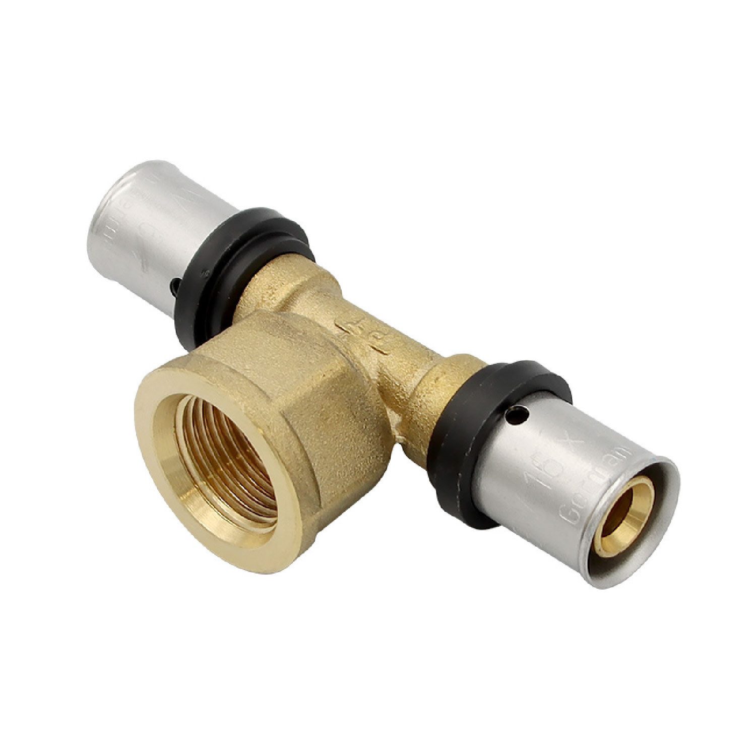 PipeTec Deutschland Pressfitting Pipetec Pressfitting T-Stück 16x2 1/2" IG Abzweig TH Klemmfitting