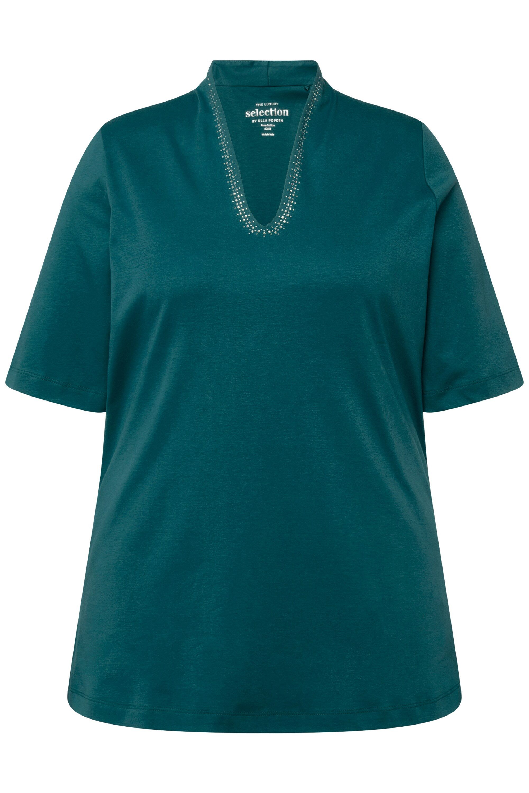 Ulla Popken T-Shirt T-Shirt A-Linie Kelchkragen günstig online kaufen