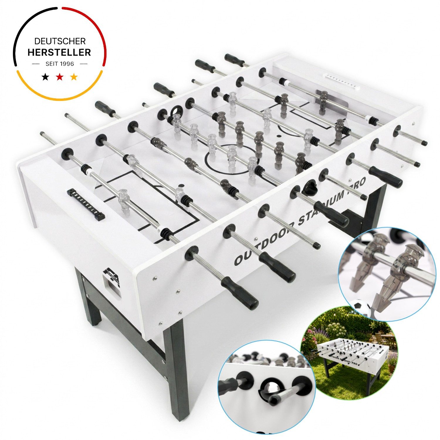 FASports Kickertisch Outdoor Stadium Pro, wasserfester Fußballtisch, Kicker Outdoor/Indoor (WM-Deal zur Fußball WM 2026, 1-tlg., Turniergröße, Outdoor-Tischkicker zur WM 2026), witterungs- und UV-beständige Beschichtung, rostfreier Stahl