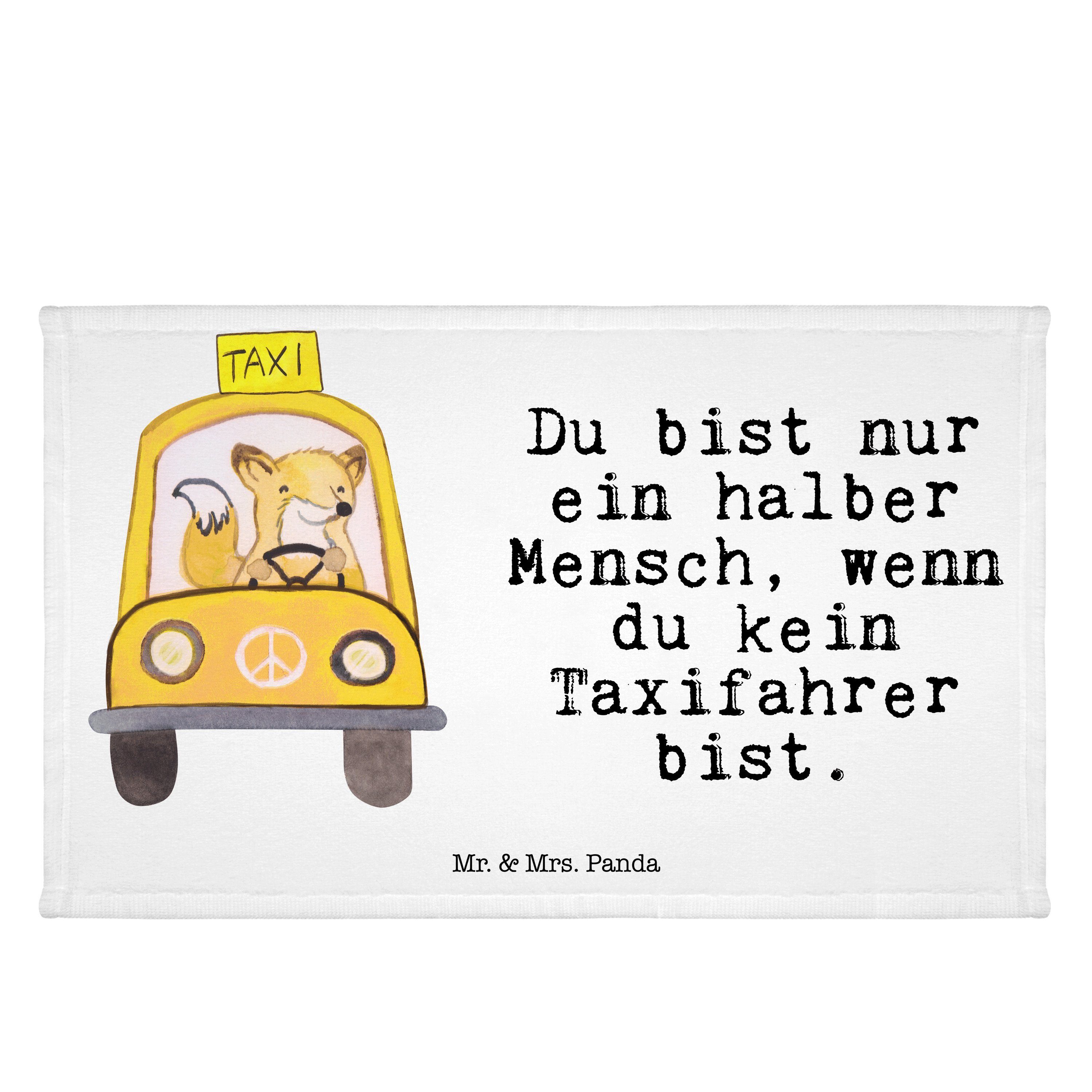 Mr. & Mrs. Panda Handtuch Reisehand, Gästetuch, Geschenk, Jubiläum, Herz - (1-St) mit Taxifahrer - Weiß
