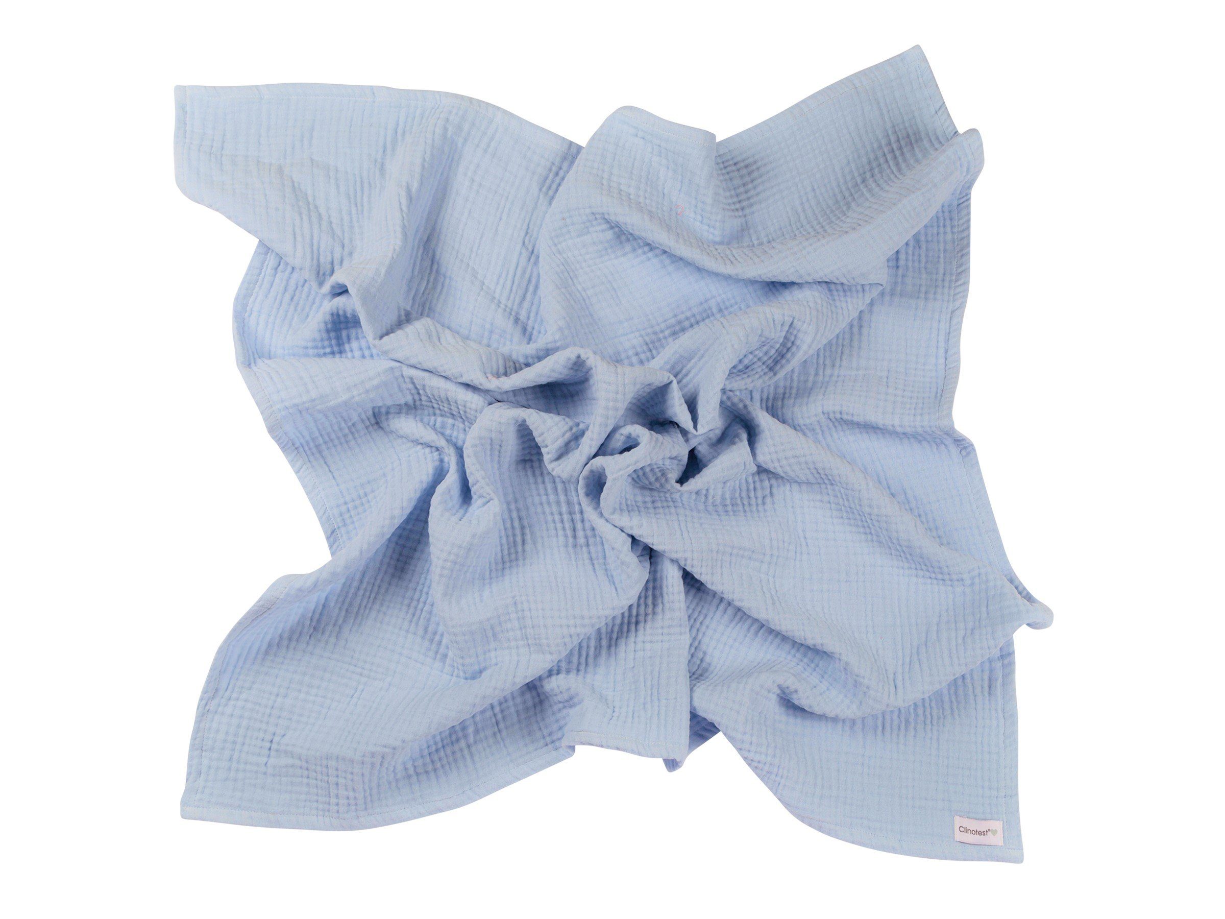 Babydecke Musselin-Decke für Babys, Weiche und Atmungsaktive Tagesdecke, Clinotest Hellblau