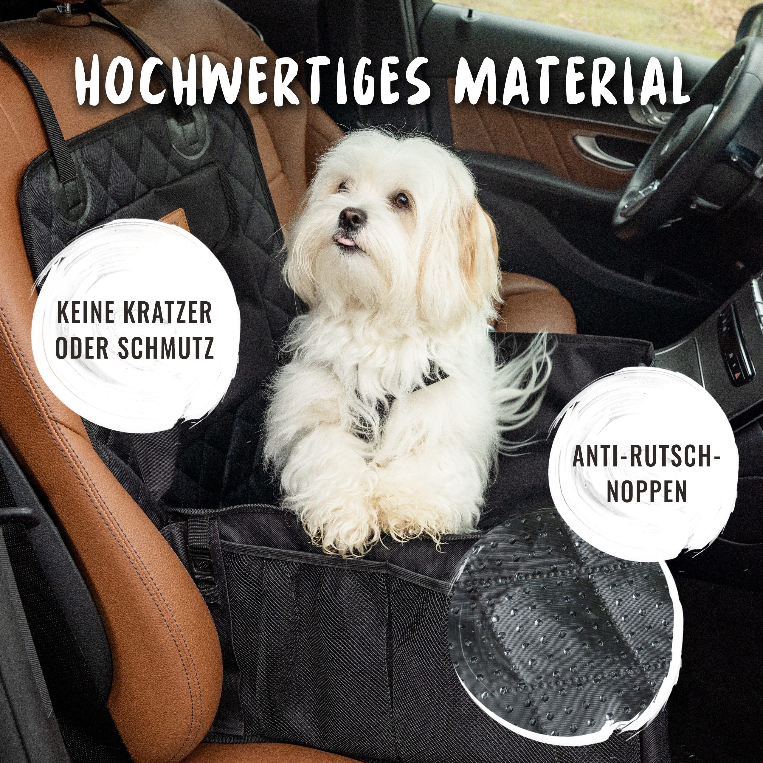 Rudelkönig Hunde-Autositz Hundesitz für Auto Rücksitz, Autositz für Hunde, Polyester, Wasserabweisender Hundekorb für kleine und mittlere Hunde