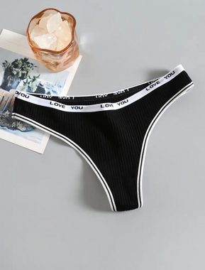 denu-shop Tanga Sport-Tangas ohne Nähte Damenunterwäsche Lingerie Unterhose (Set, 6-St., 6er-Pack) mit Schriftzug auf dem Bund