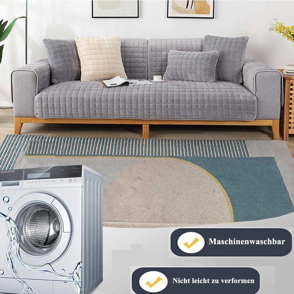 Domidekor Sofa Bezug Ohne Armlehnen Blau - Stretch Couchüberzug 190-210cm