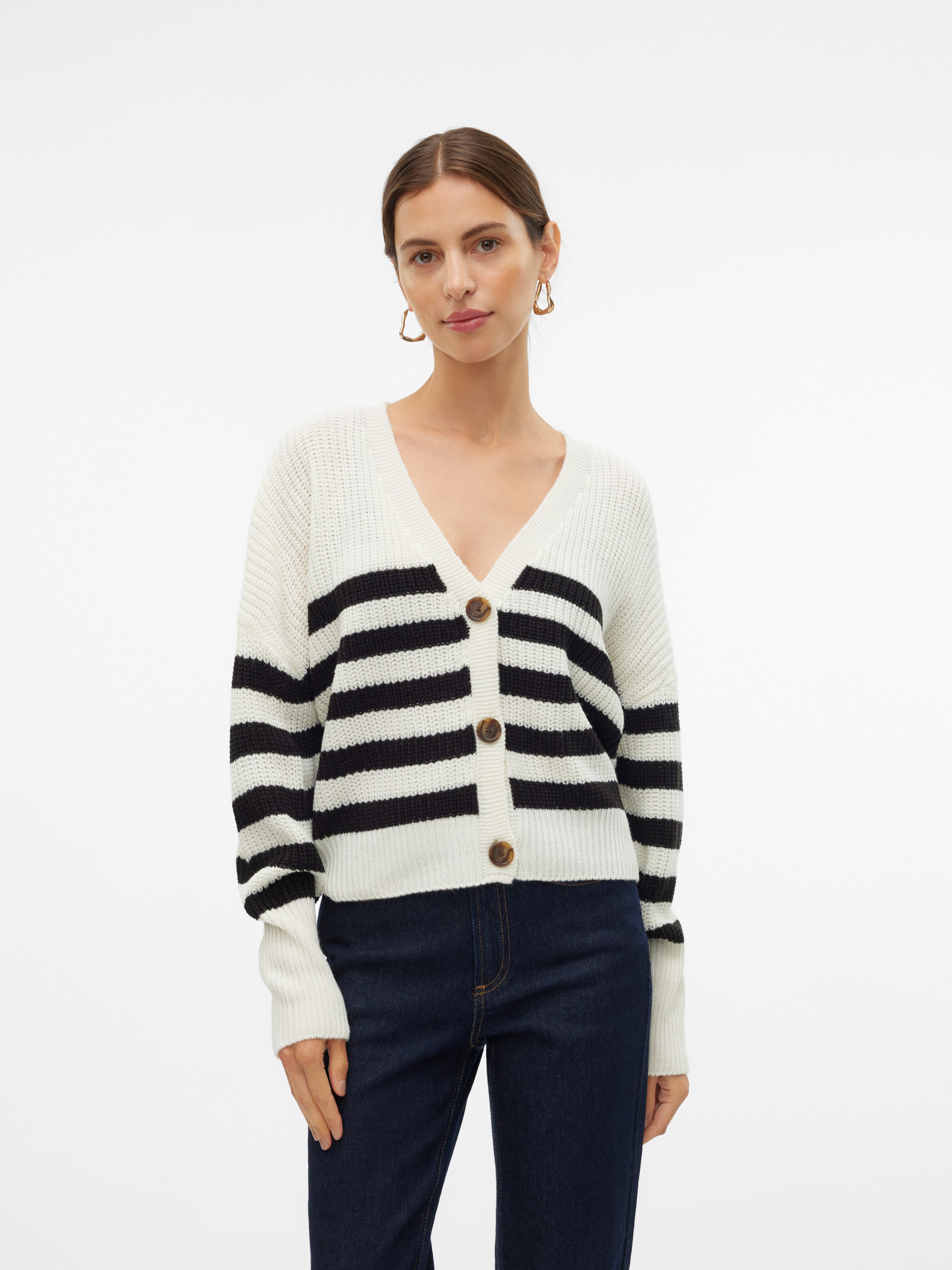 Vero Moda Strickjacke VMLEA LS V-NECK CUFF CARDIGAN NOOS Rippstrick günstig online kaufen
