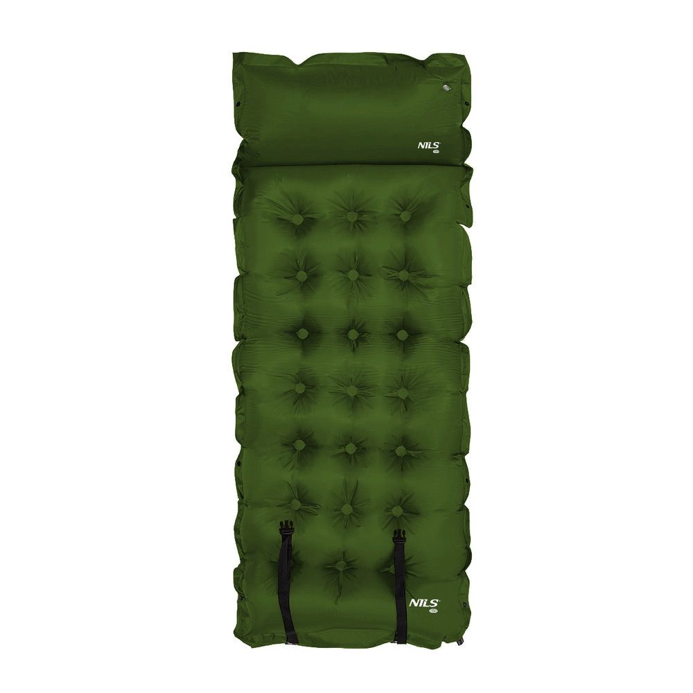 NILS CAMP Luftmatratze Campingmatte Outdoormatratze, (Spar-Set, 188 x 66 cm), Das integrierte Kissen erhöht den Liegekomfort