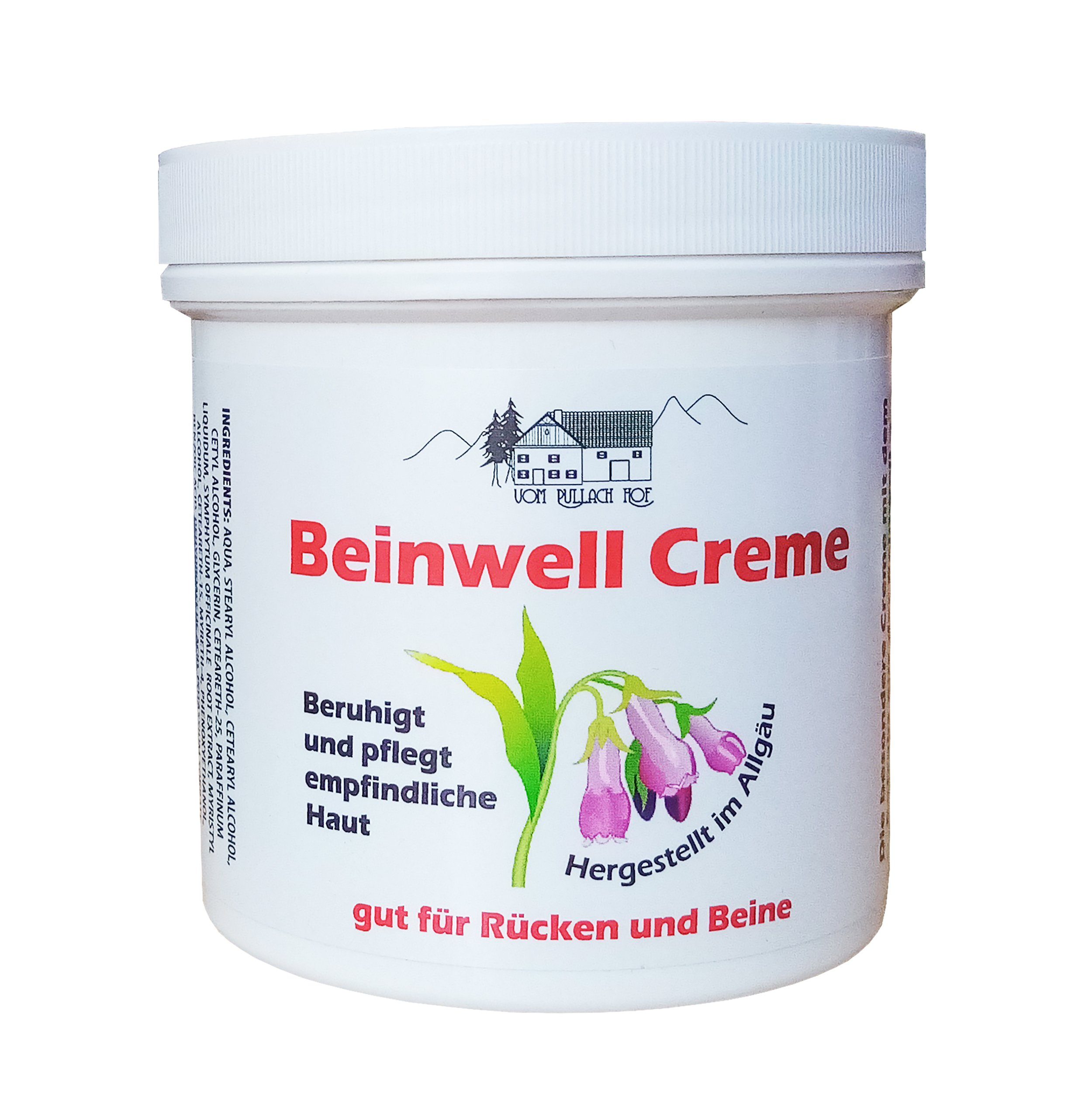 vom Pullach Hof Rückencremer BEINWELL CREME 250ml Rückencreme Beinpflege beruhigend Hautpflege 91, Bein Massage Balsam Salbe