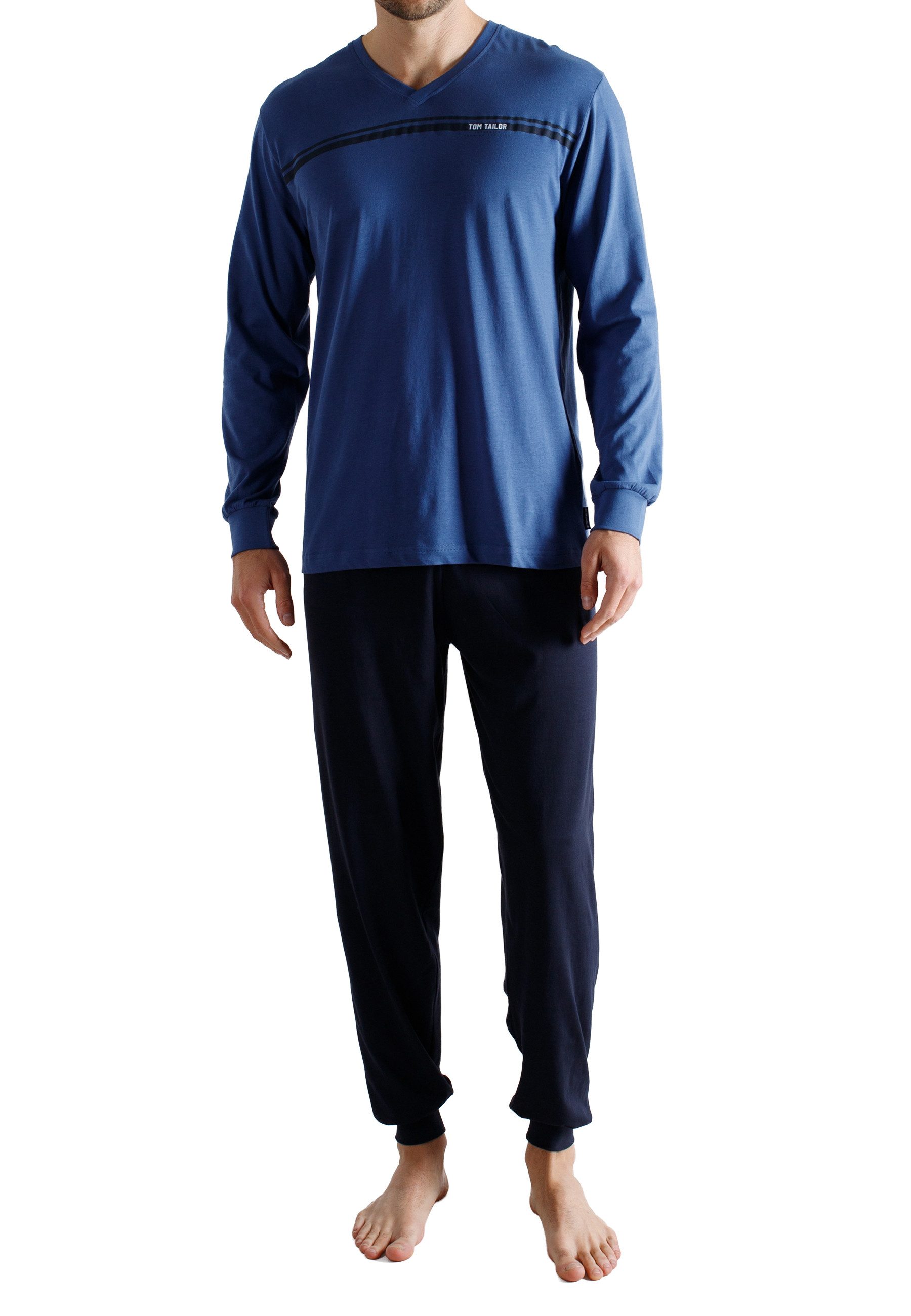 Pyjama TOM TAILOR Herren Pyjama blau uni
