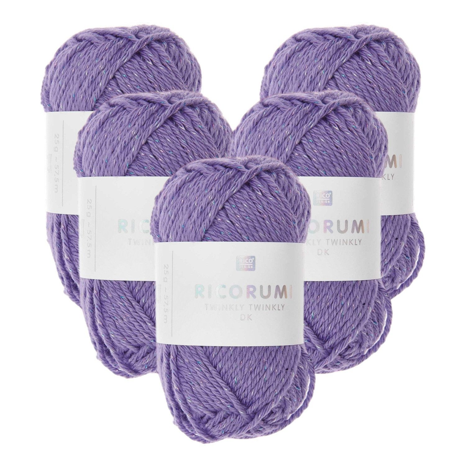 Rico Design 5 x RICO CREATIVE RICORUMI TWINKLY TWINKLY DK Häkelwolle, 208 m