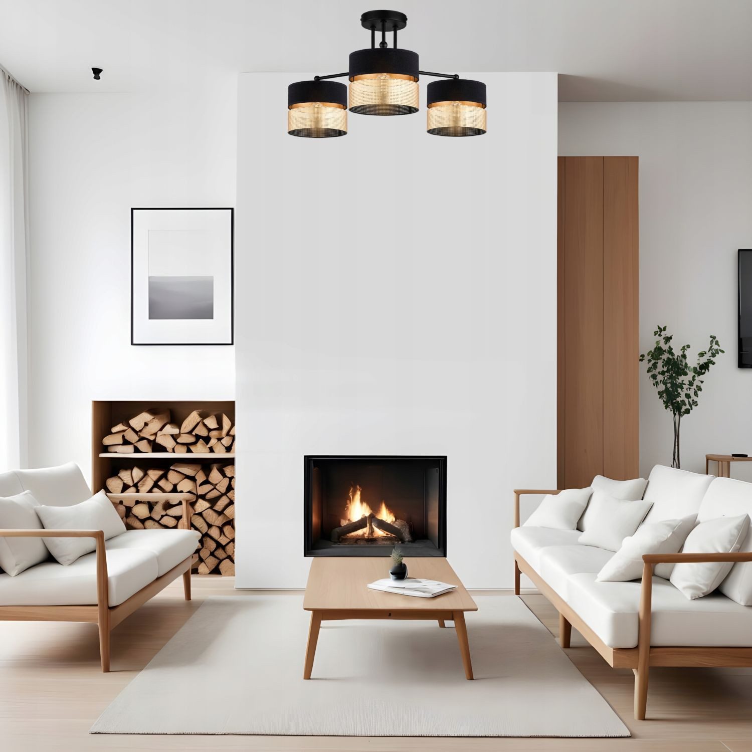 Licht-Erlebnisse Deckenleuchte TARO, ohne Leuchtmittel, E27 60 cm breit Modern