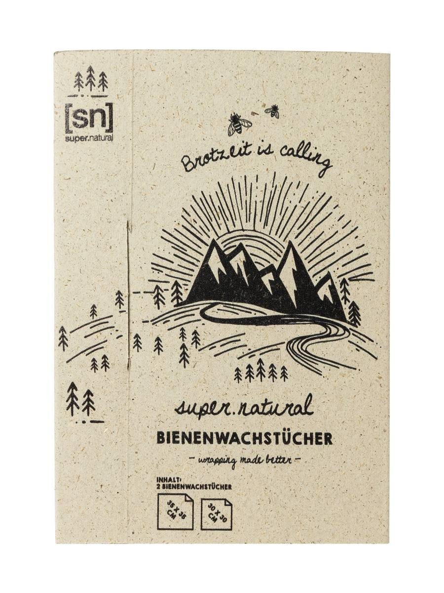 SUPER.NATURAL Bienenwachstücher Bienenwachstücher BEES WAX WRAPS, Doppelpack, 2-tlg., 2, antibakteriell, mehrfach wiederverwendbar