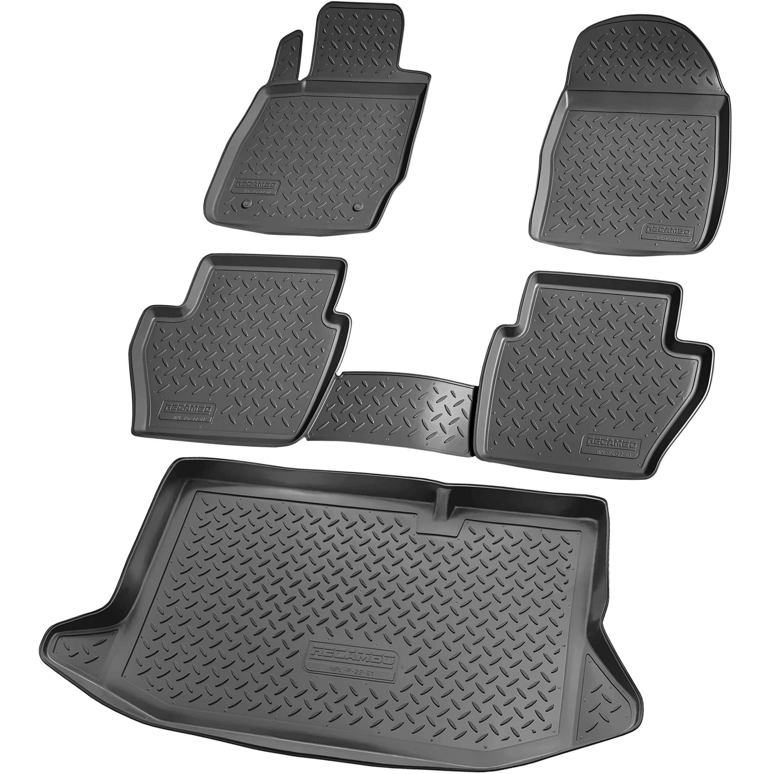 RECAMBO Kofferraumwanne für Ford Fiesta VI, 2008-2017, Typ JA8, für Ford Fiesta VI JA8, 100% passgenaue Antirutschmatte, Kofferraum Schutzmatte, Gummimatte