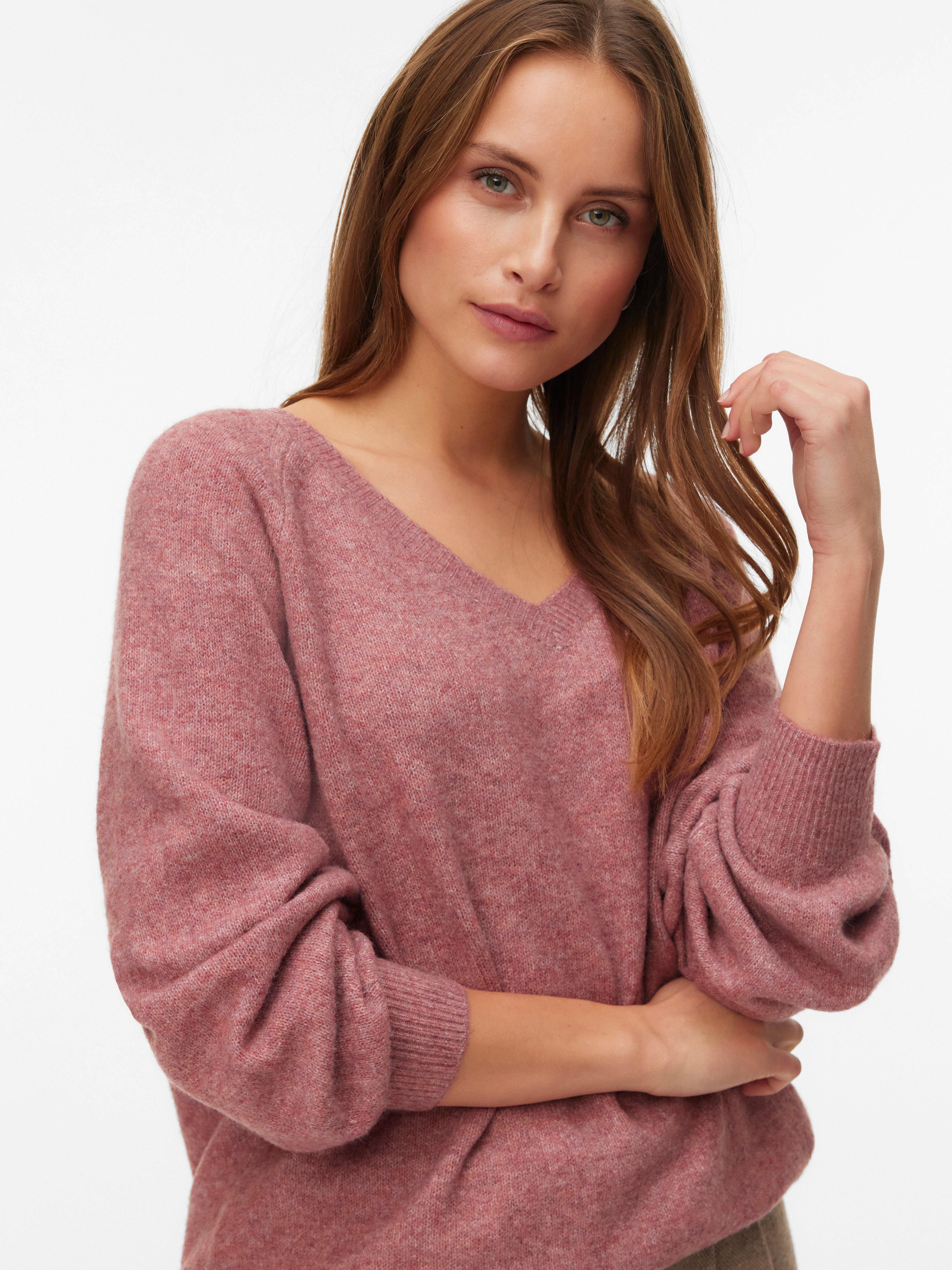 Vero Moda V-Ausschnitt-Pullover VMLEAF LS LONG günstig online kaufen
