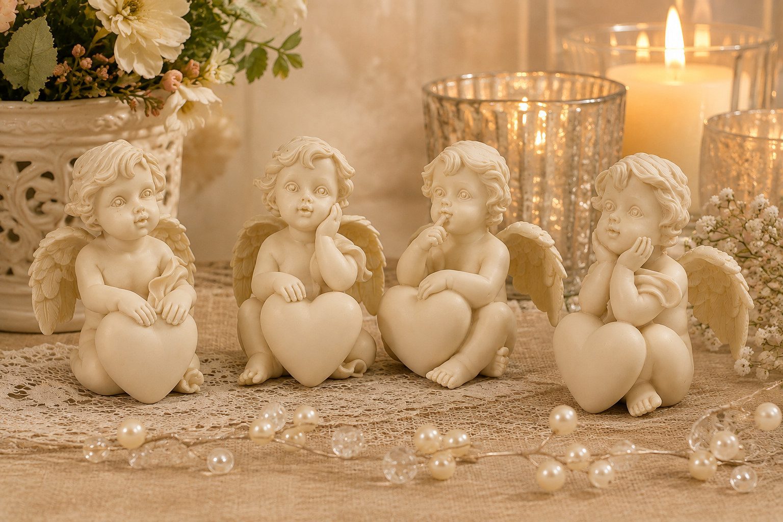 Geschenkestadl Engelfigur 24 Engel mit Herz – kleine Gastgeschenke & Tischdekoration (Spar-Set, 24 St 4x6), weiß – Bild 2 von 2