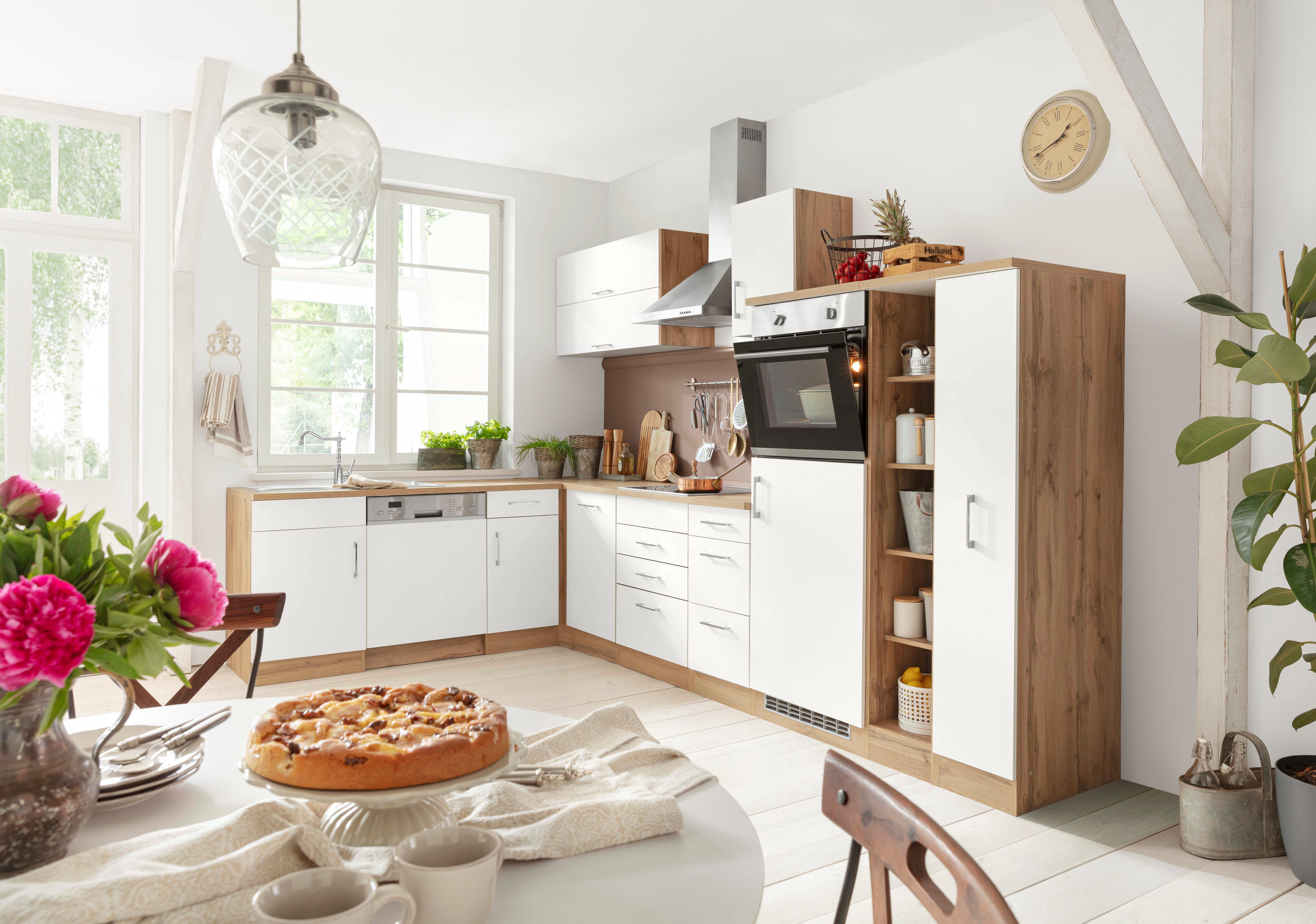 KOCHSTATION Winkelküche KS-Colmar, mit E-Geräten, Stellbreite 210/330 cm