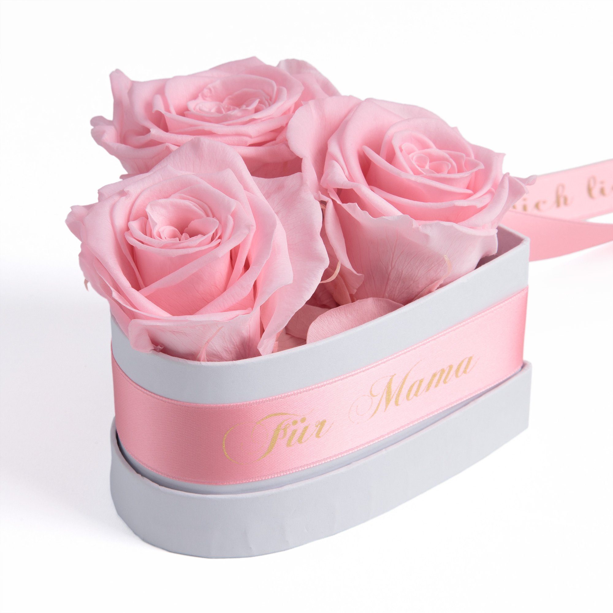 Kunstblume Rosenbox Herz 3 zu echte Rosen hab haltbar Rose, Rosen Jahre Höhe Mama, 3 10 lieb Infinity ich bis Geschenk cm, Rosa ROSEMARIE Dich SCHULZ Heidelberg