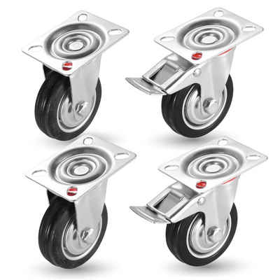 toolmate® Schwerlastrolle 4er Transportrollen - Schwerlastrollen - Lenkrollen mit Bremse, (4er Set, 4-St), 4 Stück, zwei davon mit Bremsen