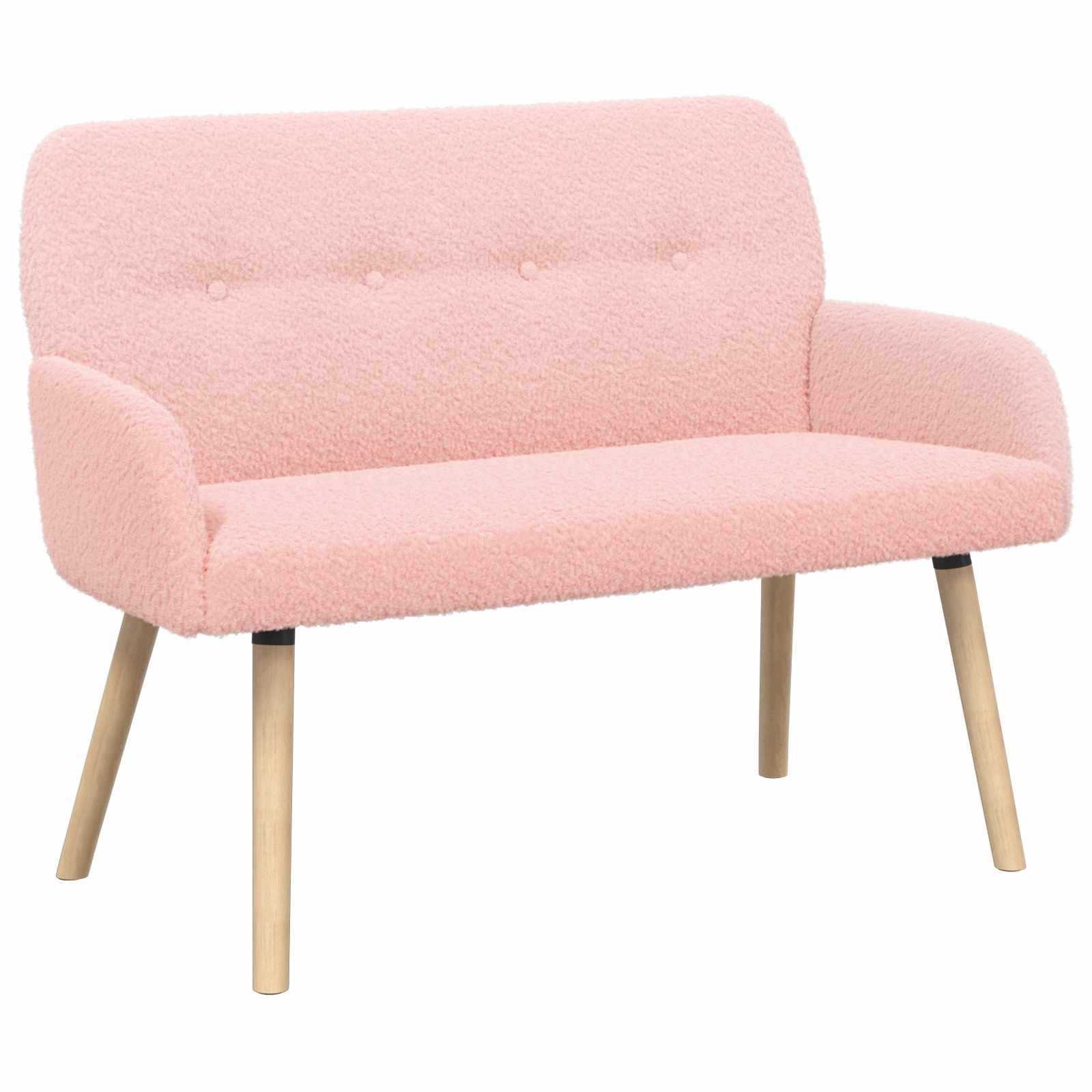 vidaXL Sofa 2-Sitzer Sofa mit Massivholzbeinen Rosa Bouclé, 1 Teile, 2-Sitzer Sofa mit Massivholzbeinen Rosa Bouclé