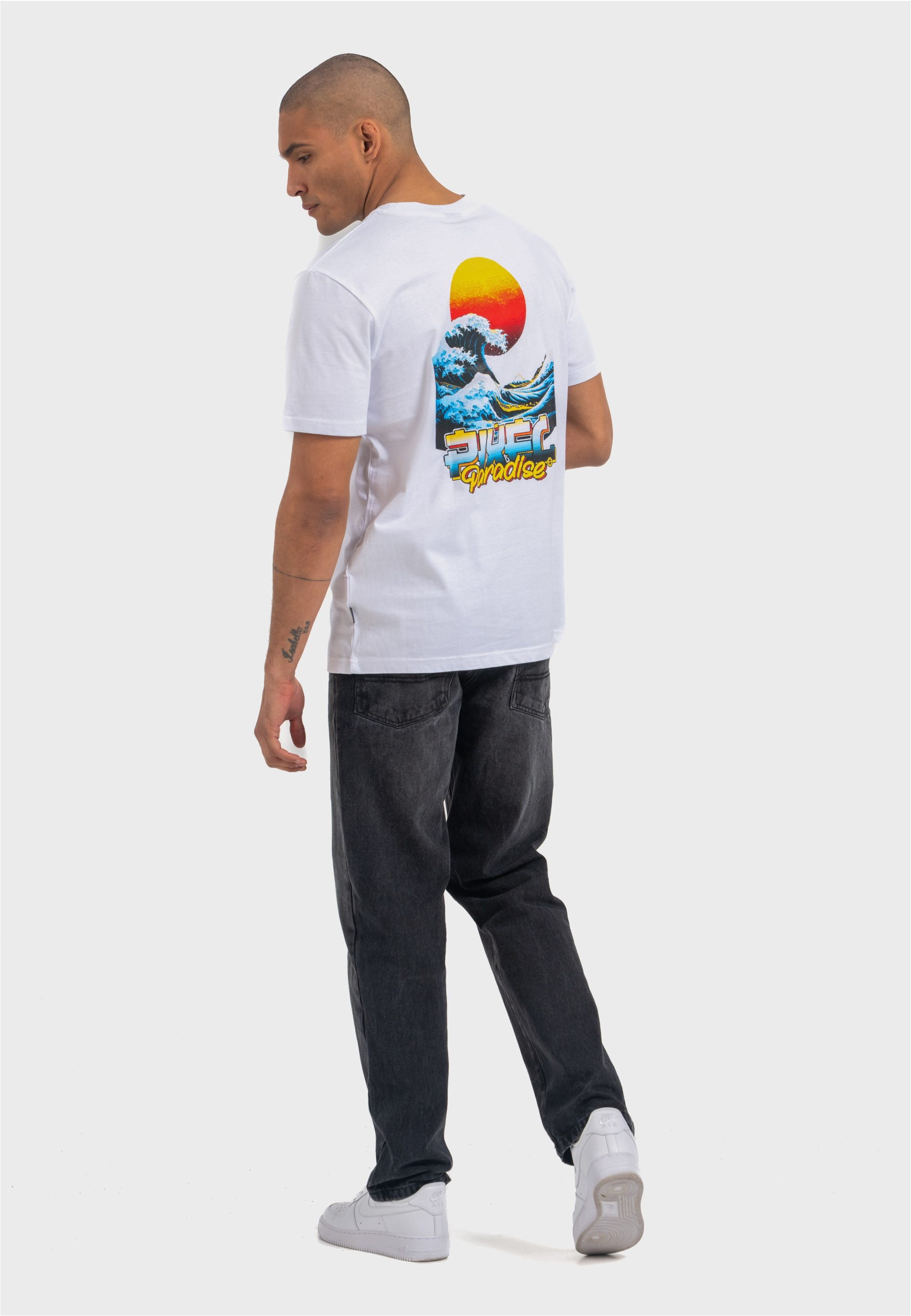 T-Shirt Retro Pixel Wave Logo Graphic