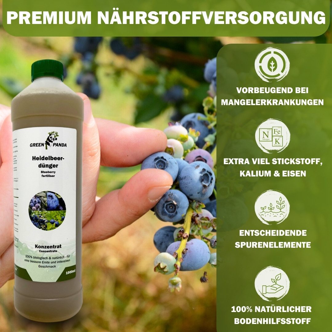 GreenPanda Beerendünger Heidelbeer- & Blaubeerdünger - Verbessert Ernte & Geschmack!, Flasche, 1-St., 1 Liter Pflanzenstärkungsmittel! – Bild 5 von 5