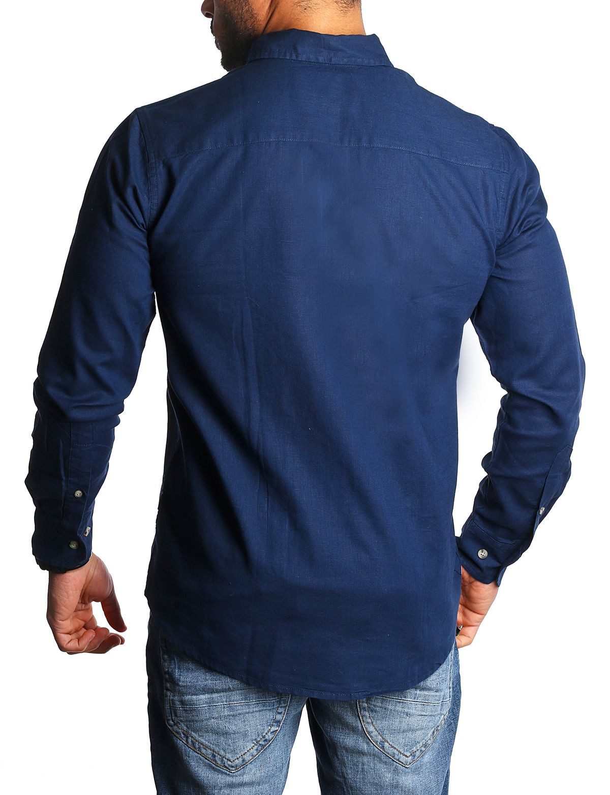 CARISMA Langarmhemd Herren Leinen Baumwoll Mix Casual Hemd 8529 Regular Button-Down-Kragen Langarm Uni – Bild 3 von 4