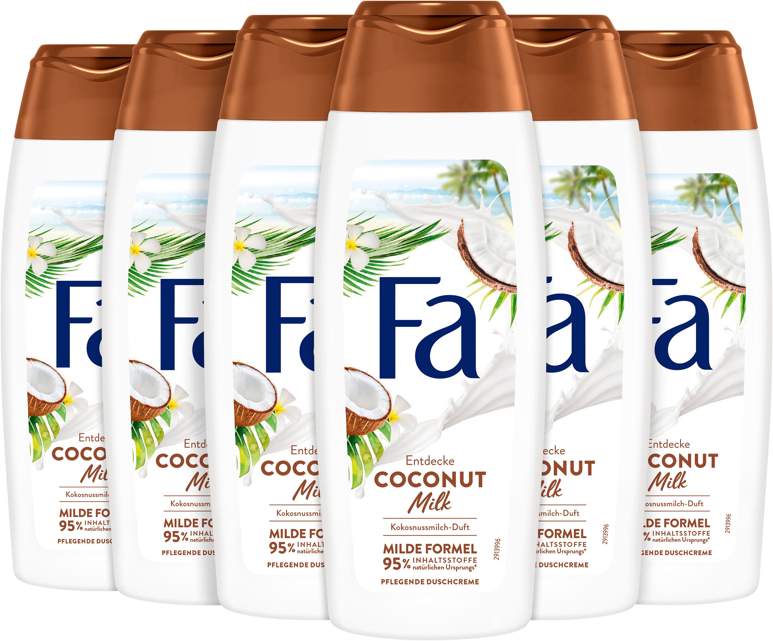 FA Duschgel Coconut Milk, Kokosnuss-Extrakt, 6x 250 ml, 6-tlg., Exotisch, Pflegend, Vegan