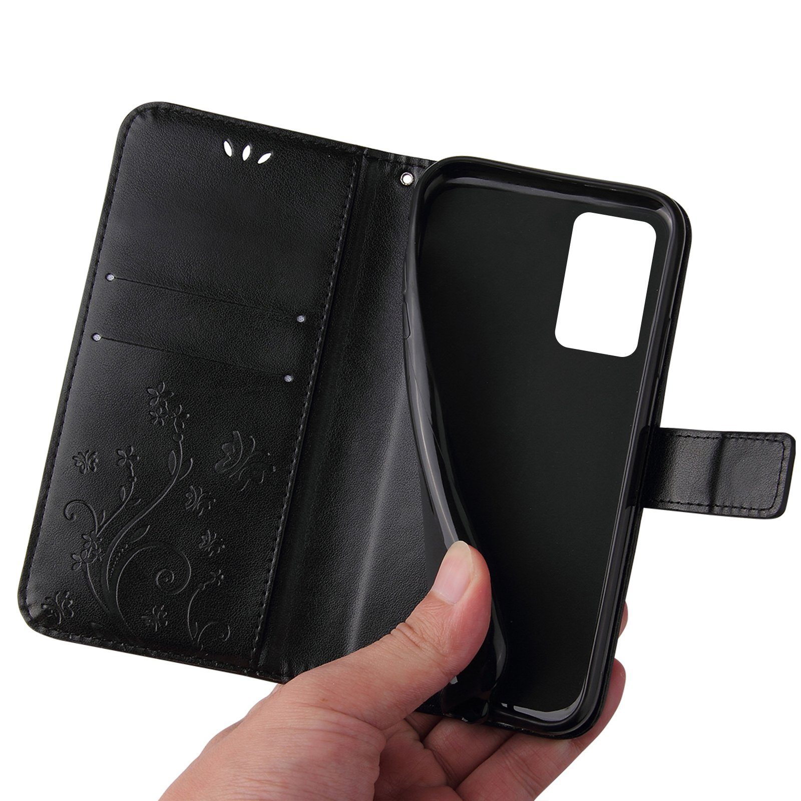 Tec-Expert Handyhülle Cover Tasche Hülle für Samsung Galaxy A52, A52 5G, A52s 5G 6,5 Zoll, Klapphülle Case mit Kartenfach Fliphülle aufstellbar, Motiv Blumen