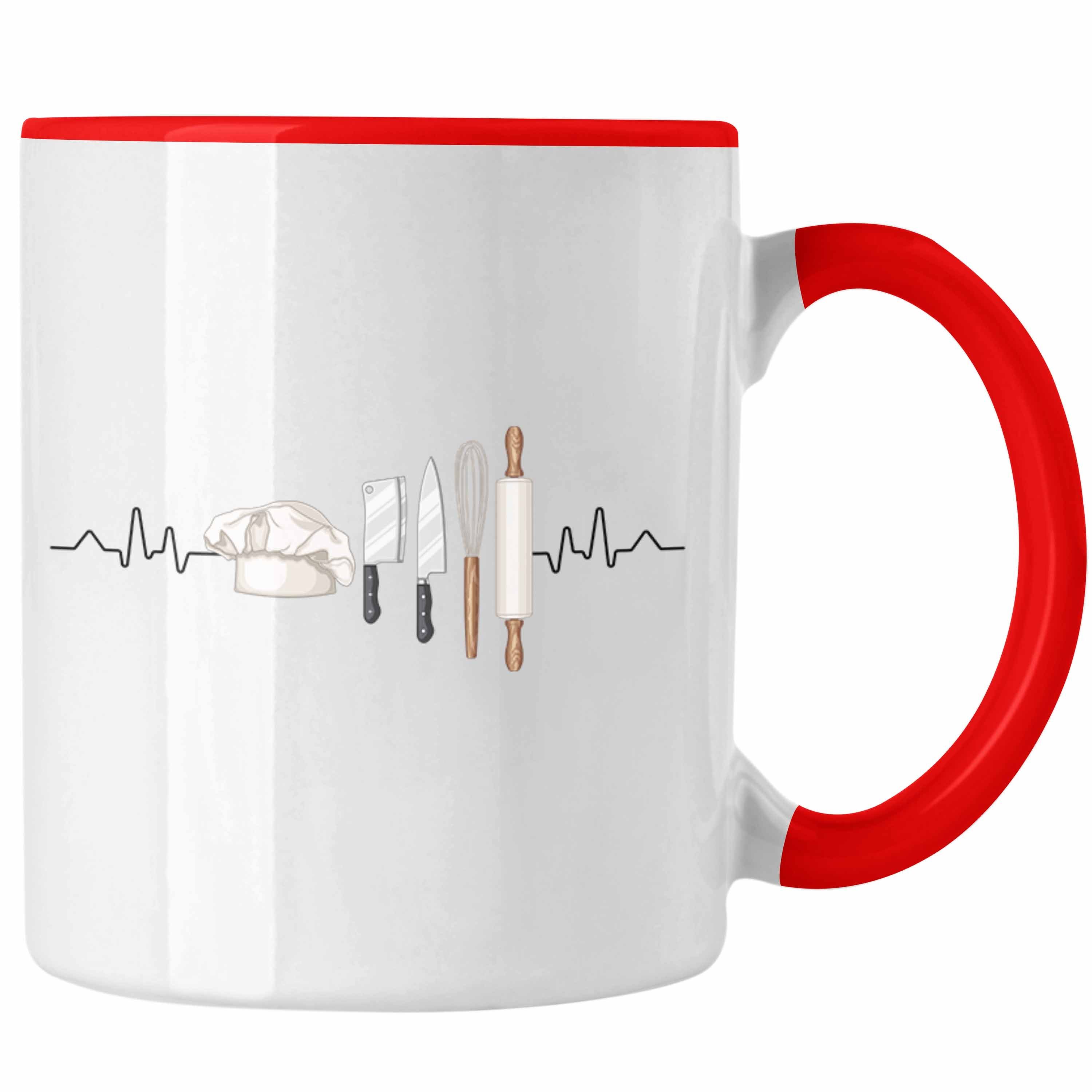 Trendation Tasse Trendation - Sternekoch Tasse Geschenk für besten Koch der Welt Spruch Herzschlag Rot