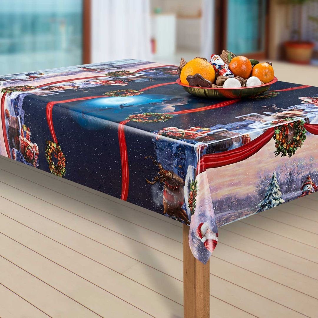laro Tischdecke Wachstuch-Tischdecken Abwaschbar Weihnachtsmann Nordpol günstig online kaufen