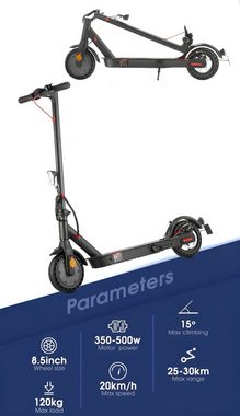 E-Scooter APP Elektroroller E-Scooter Straßenzulassung (ABE)20km/h LED-Display, 20,00 km/h, (Faltbar,Tragbar), 36V 350w 8,5 Zoll, Bluetooth, Faltbar,Sicheres Bremsensystem