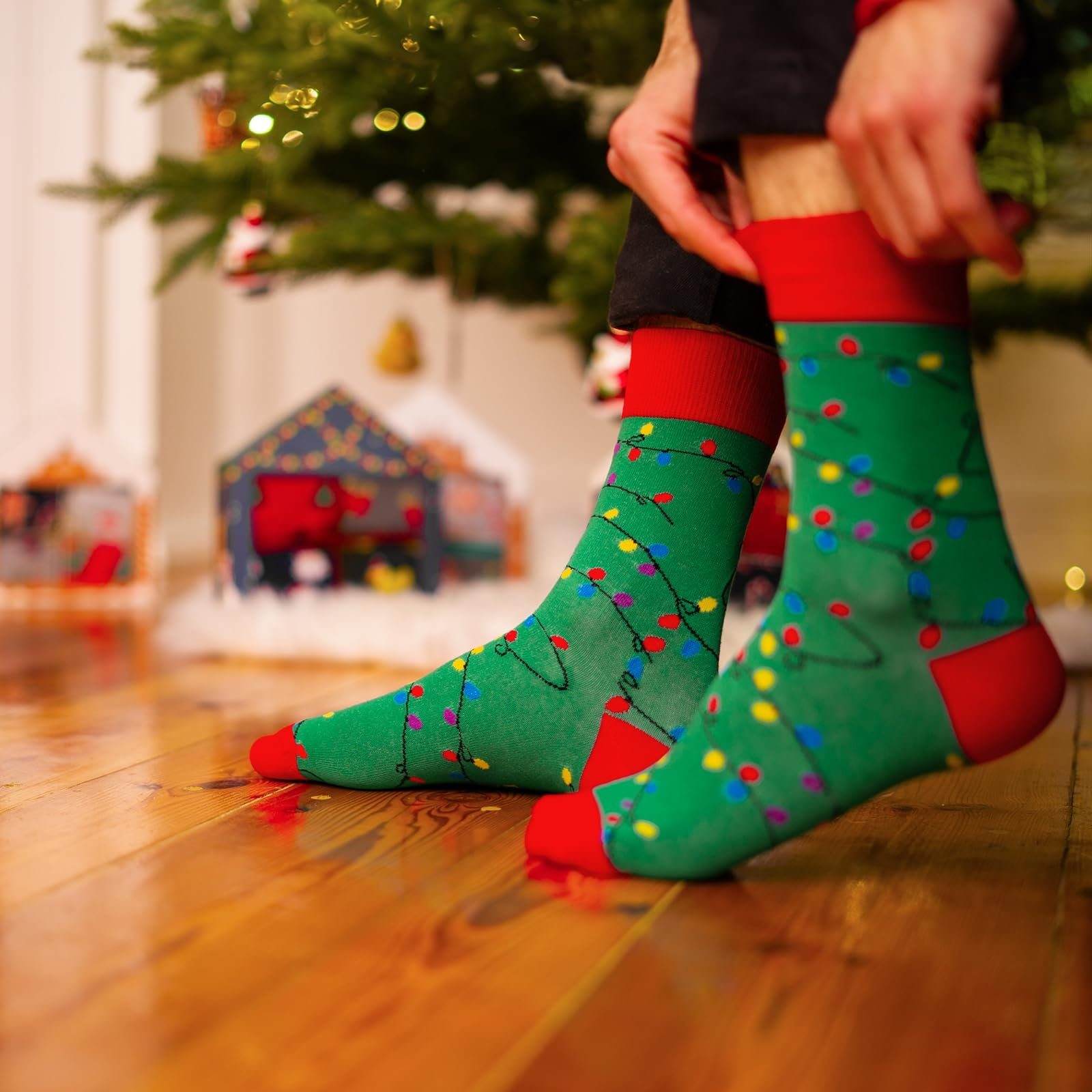 Soxo Socken soxo Weihnachten Socken Damen Paar Braunes Weihnachtssocken (4 2 Haus Weihnachten Herren Paar) 4 Socken Geschenke