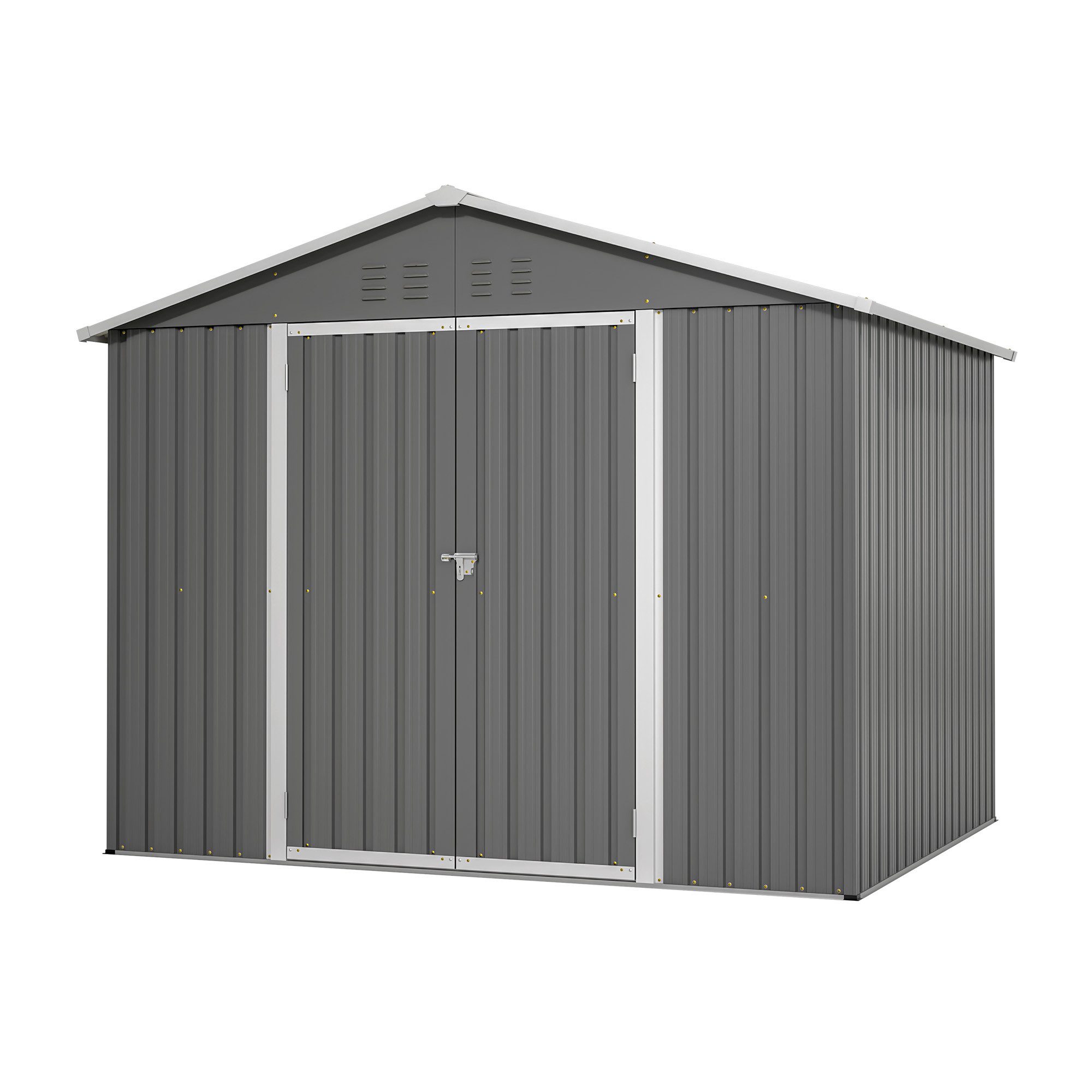 Rolipo Gerätehaus Metall-Geräteschuppen mit Belüftungslöchern & abschließbare Tür, BxT: 229.4x180 cm, 240x192.3x191cm, stabiler Aufbau, für Gartengeräte-Lagerung