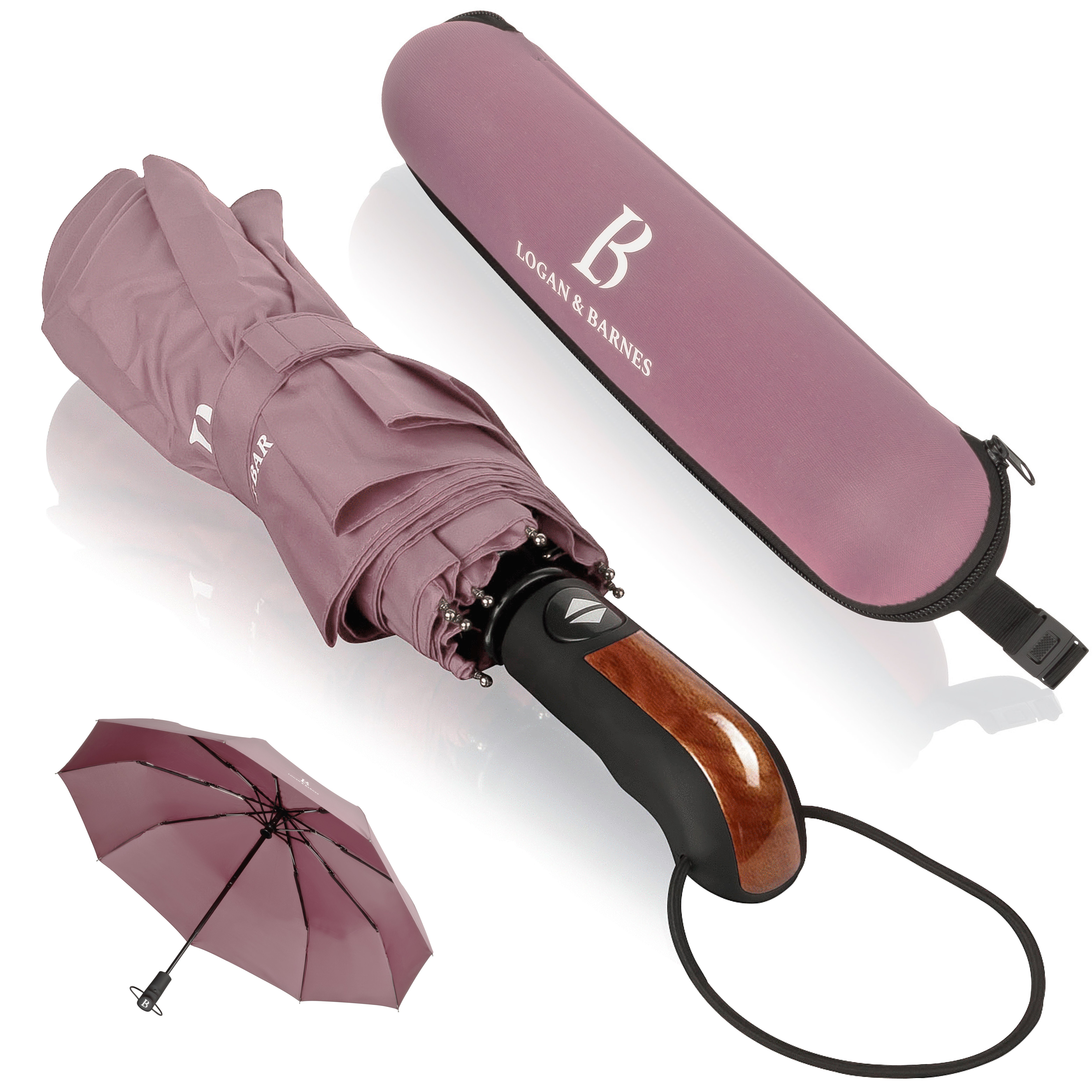 Logan & Barnes Taschenregenschirm Glasgow, Sturmfest bis 140 km/h