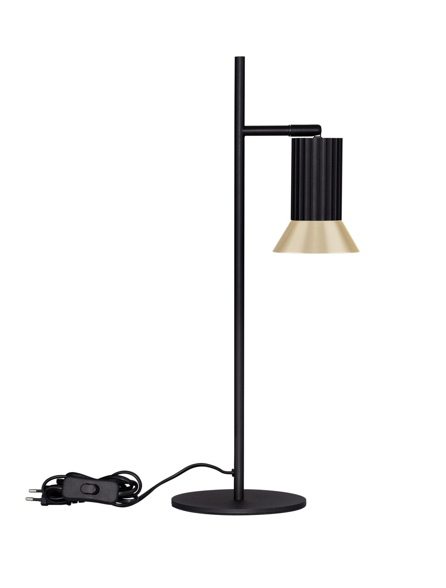 Licht-Erlebnisse Tischleuchte LEANDER, ohne Leuchtmittel, Tischlampe Modern 50 cm hoch GU10 mit Kabelschalter in Schwarz Gold