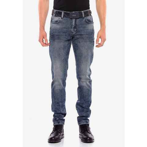 Cipo & Baxx Slim-fit-Jeans (1-tlg) mit Gitter-Musterung in Straight Fİt