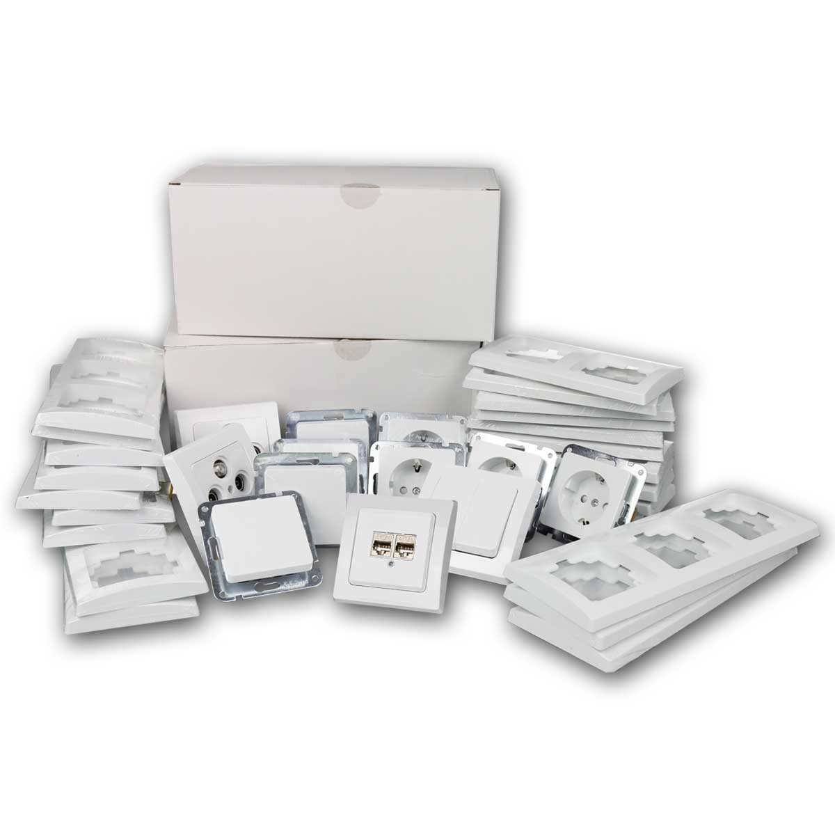 ChiliTec Unterputz-Steckdose MILOS Set "Einfamilienhaus", 94-teilig, weiß