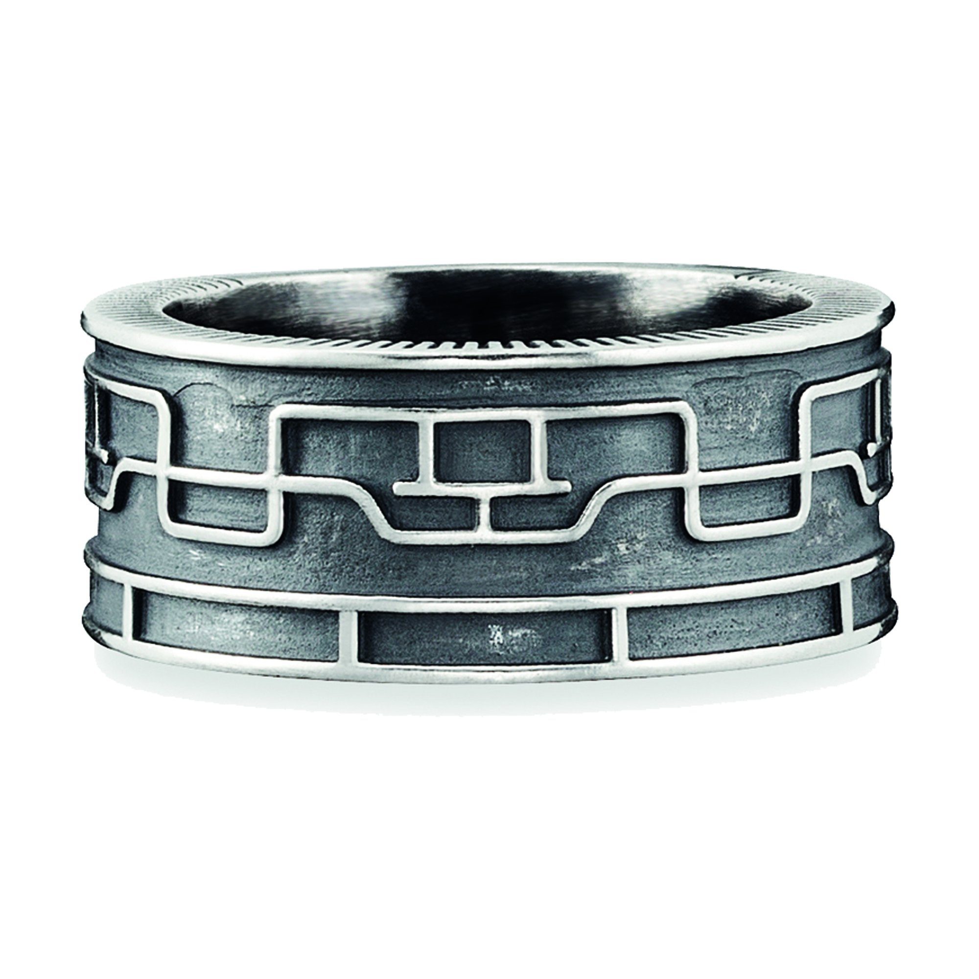 Fingerring 925/- Sterling Silber oxidiert Linien Japan