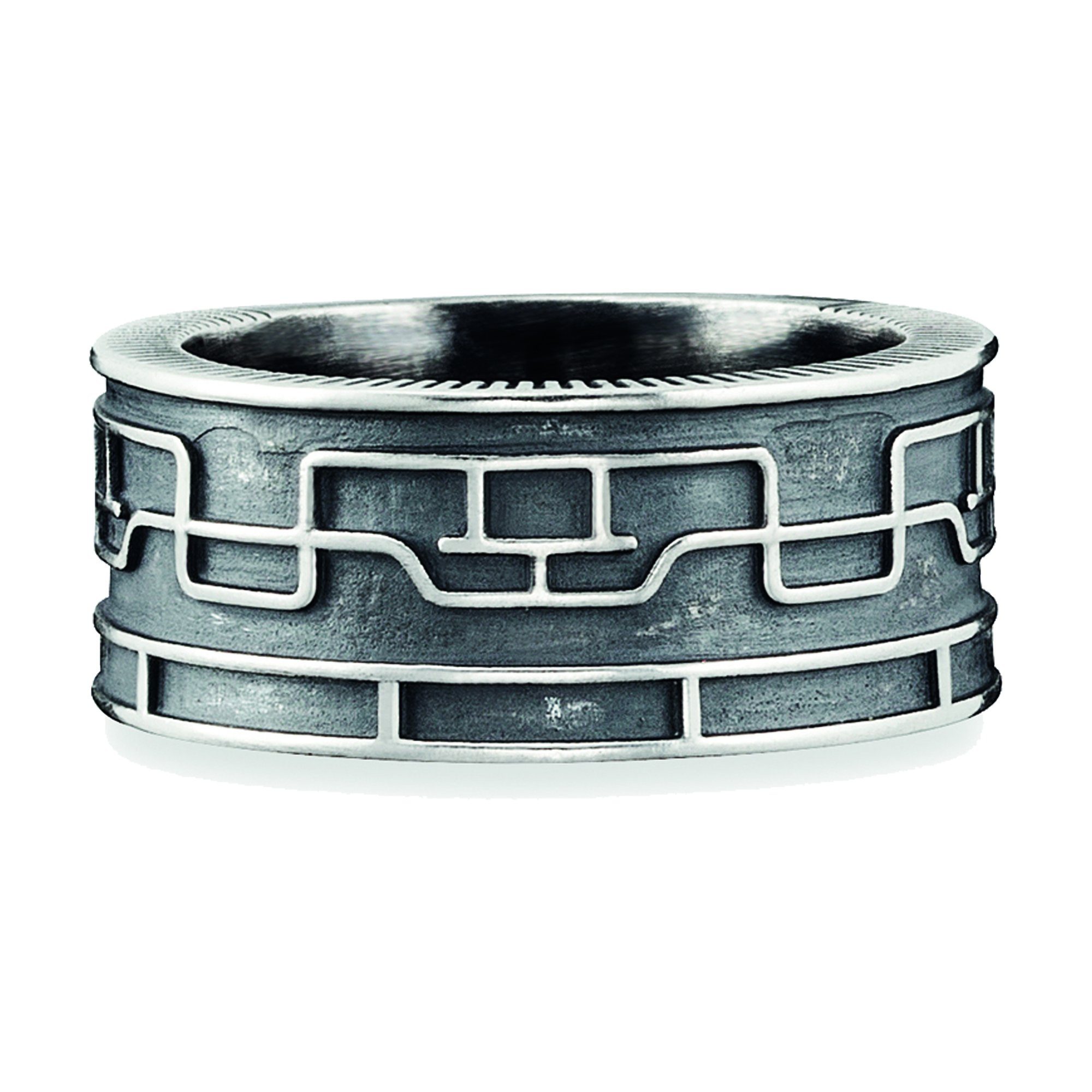 CAÏ Fingerring 925/- Sterling Silber oxidiert Linien Japan, Ring mit  Linien-Muster im japanischen Stil