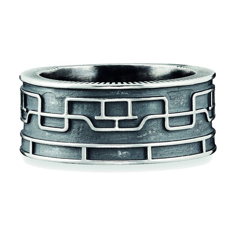 CAÏ Fingerring 925/- Sterling Silber oxidiert Linien Japan, Ring mit  Linien-Muster im japanischen Stil