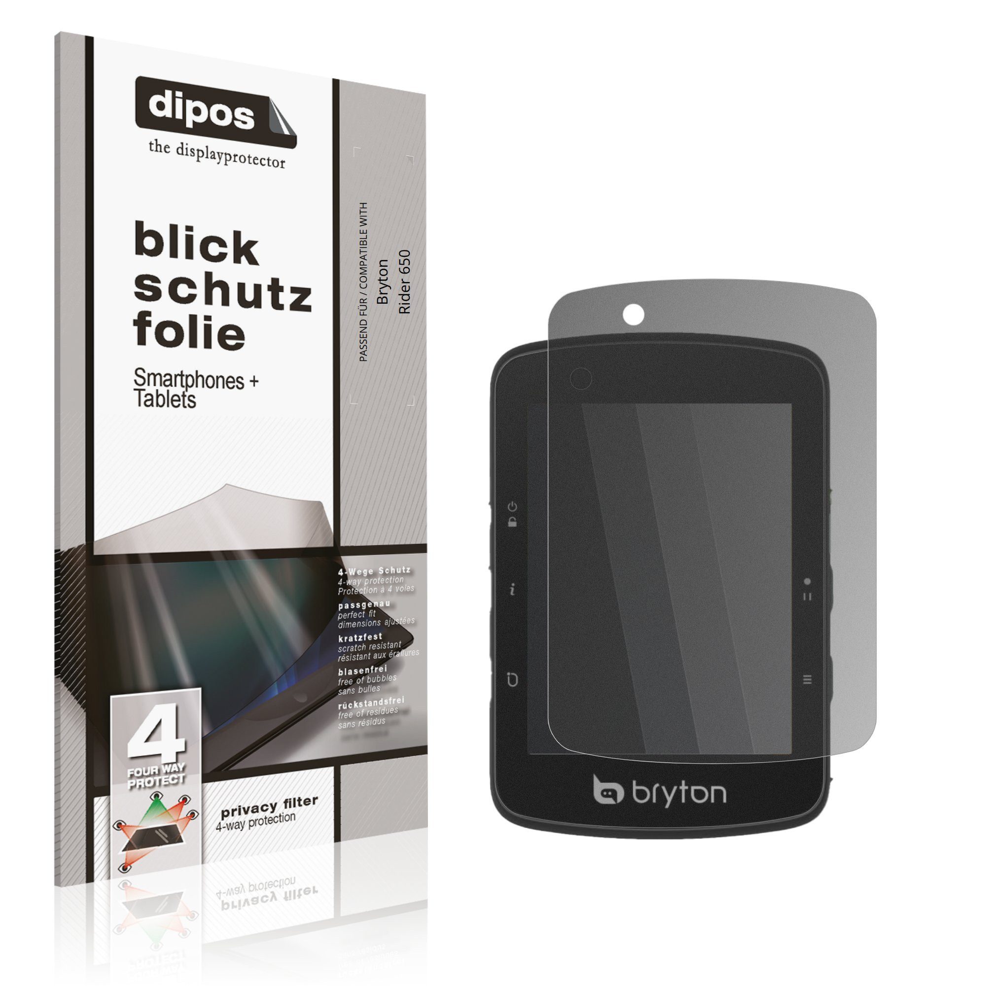 dipos Displayschutzfolie Schutzfolie für Bryton Rider 650, 1 Stück, Displayschutz Schutz Folie Made in Germany
