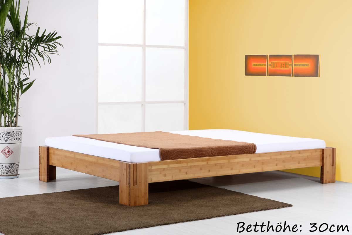 drei ohne Bett Betthöhen wählbar verschiedene 5min, 1001 Rückenlehne, - Aufbau Massivholzbett Steckbett Bambus Wohntraum BALI aus in
